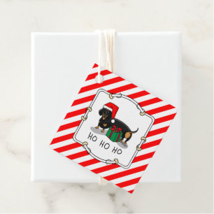 Weihnachtsfeier Dackel (schwarz & braun) Funny Geschenkanhänger