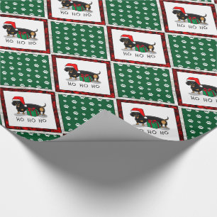Weihnachtsfeier Dackel (schwarz & braun) Funny Geschenkpapier