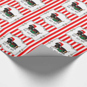 Weihnachtsfeier Dackel (schwarz & braun) Funny Geschenkpapier