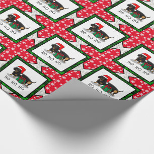 Weihnachtsfeier Dackel (schwarz & braun) Funny Geschenkpapier