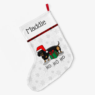 Weihnachtsfeier Dackel (schwarz & braun) Funny Großer Weihnachtsstrumpf