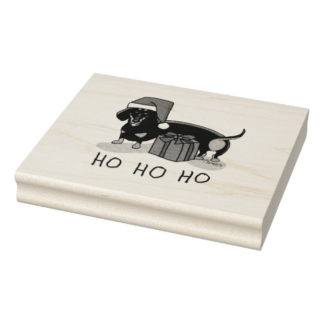 Weihnachtsfeier Dackel (schwarz & braun) Funny Gummistempel (Stempel)