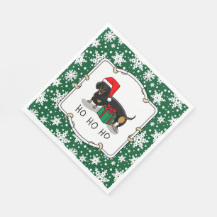 Weihnachtsfeier Dackel (schwarz & braun) Funny Serviette