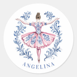 Weihnachtsfeier Damask Ballerina Runder Aufkleber