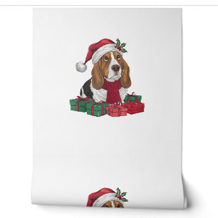 Weihnachtsfeier Dekoration Santa Basset Hound Hund Tapete
