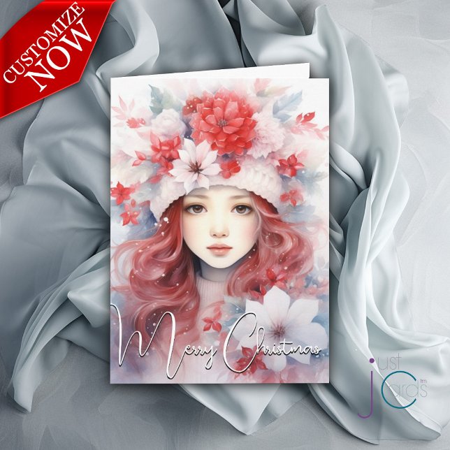 Weihnachtsfeier der Blume Karte (Customizable Text )