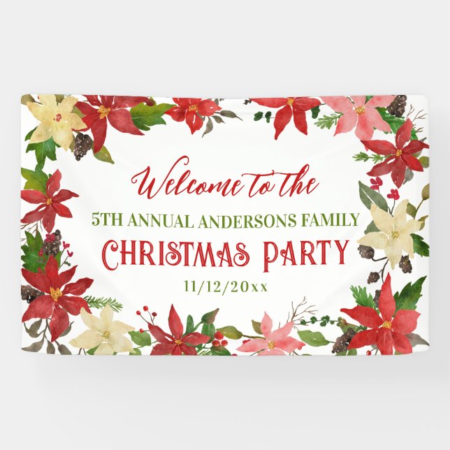 Weihnachtsfeier der Poinsettia-Familie Banner (Horizontal)