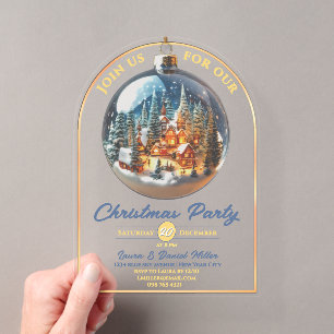 Weihnachtsfeier dramatische Szene in Christbaumkug Acryleinladungen