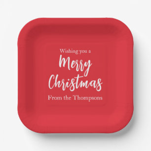 Weihnachtsfeier Einfach Rot Minimalistisch Niedlic Pappteller