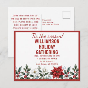 Weihnachtsfeier-Einladung mit Poinsettien  Feiertagspostkarte