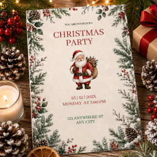 Weihnachtsfeier-Einladung mit Santa Einladung