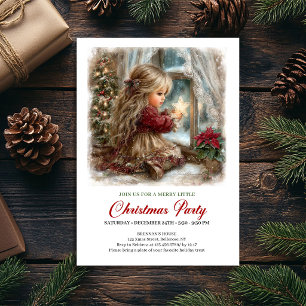 Weihnachtsfeier-Einladung Süßes Mädchen Winterland Einladung