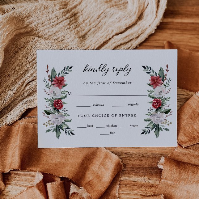 Weihnachtsfeier | Elegant Holiday Wedding Entrée RSVP Karte (Von Creator hochgeladen)