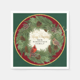 Weihnachtsfeier Evergreen Wreath Kardinal Serviette