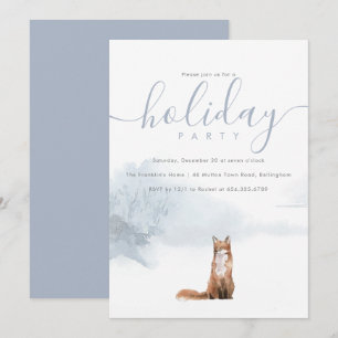 Weihnachtsfeier Familienparty Winterwald Fuchs Einladung