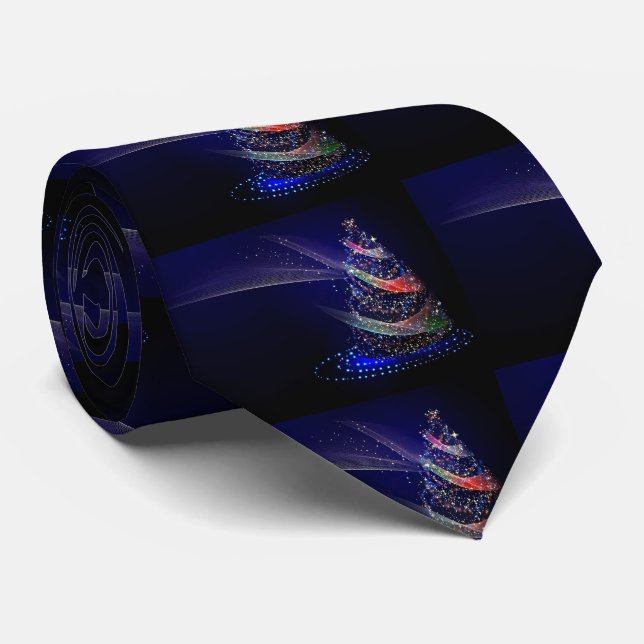 Weihnachtsfeier farbenfrohe Bäume Navy Blau Krawatte (Gerollt)