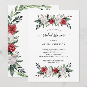 Weihnachtsfeier   Floral Holiday Brautparty Einladung