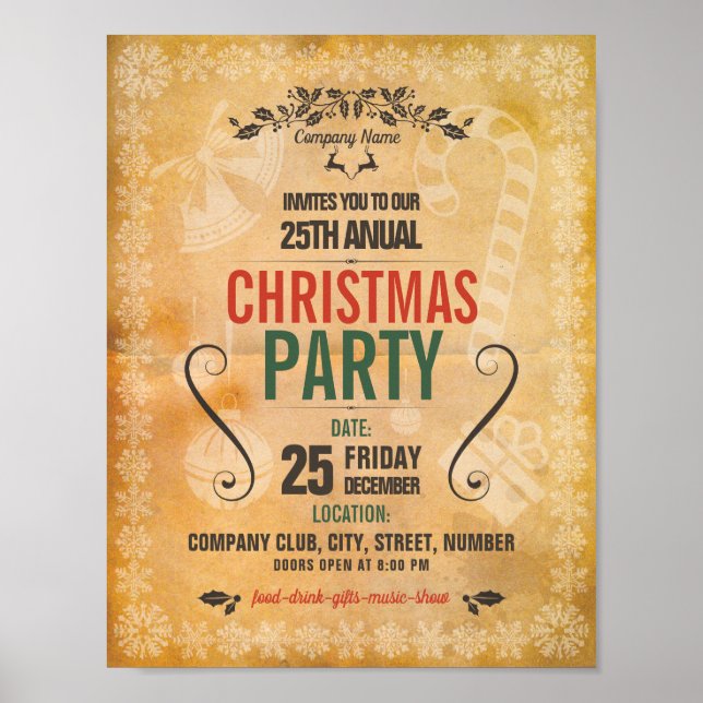 Weihnachtsfeier Flyer Poster (Vorne)