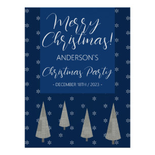 Weihnachtsfeier Fröhlicher Baum Houndstooth-Muster Poster