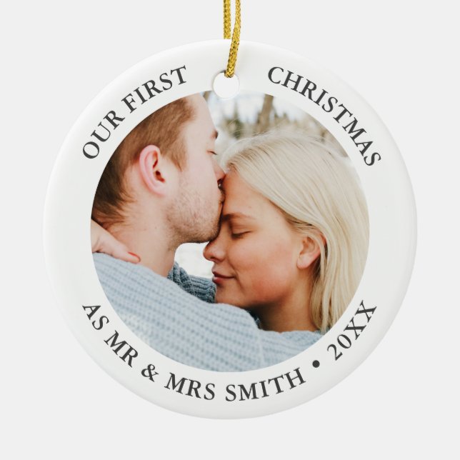 Weihnachtsfeier für Ihre Fotos Keramik Ornament (Vorne)