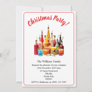 Weihnachtsfeier Getränke Und Cocktails Weiße Xmas Einladung