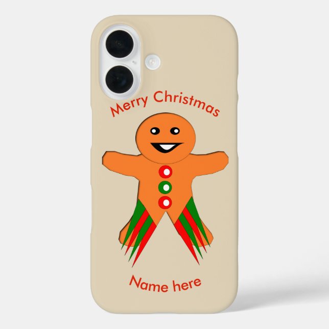 Weihnachtsfeier-Gingerbread-Mann iPhone 16 Hülle (Rückseite)