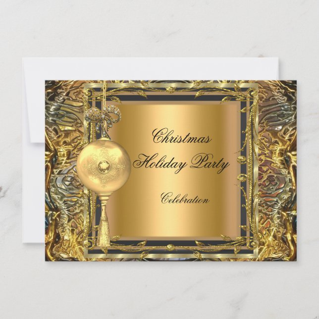 Weihnachtsfeier Gold Ball Dekoration 2 Einladung (Vorderseite)
