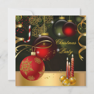 Weihnachtsfeier Gold Red Xmas Bälle Einladung