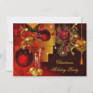 Weihnachtsfeier Gold Rote Weihnachtsdekorationen Einladung