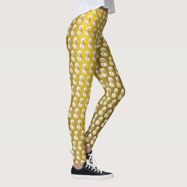 Weihnachtsfeier Gold Snowman Winterurlaub Leggings (Rechts)