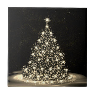 Weihnachtsfeier Golden Glänzender Baum Winter Schw Fliese
