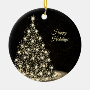Weihnachtsfeier Goldener Glänzender Baum Winter Sc Keramik Ornament