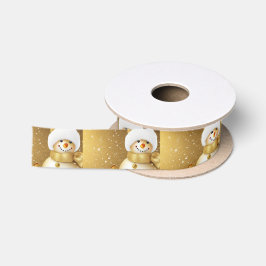 Weihnachtsfeier Goldener Schneemann Winterferien Satinband