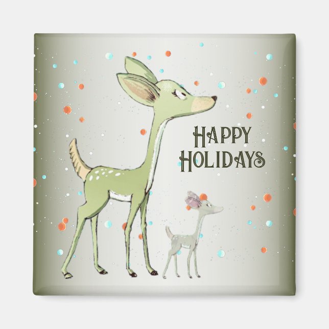 Weihnachtsfeier Grüne Hirsche Feiertage Niedlich Magnet (Vorne)