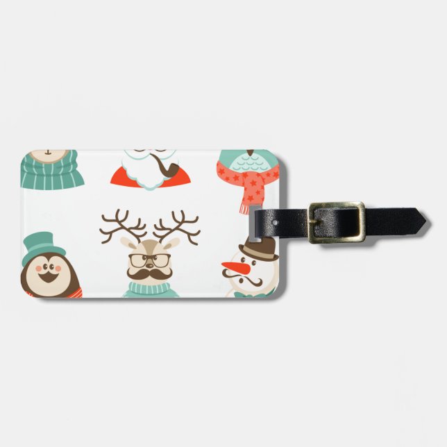 Weihnachtsfeier Hipster Gepäckanhänger (Vorderseite horizontal)