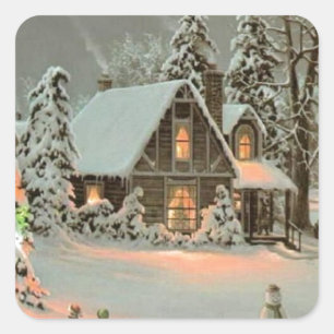 Weihnachtsfeier Hütte Quadratischer Aufkleber