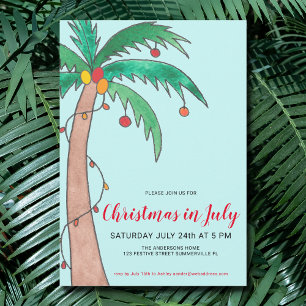 Weihnachtsfeier im Juli Palmenbaum-Party Einladung