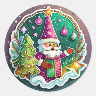Weihnachtsfeier im Schnee Runder Aufkleber