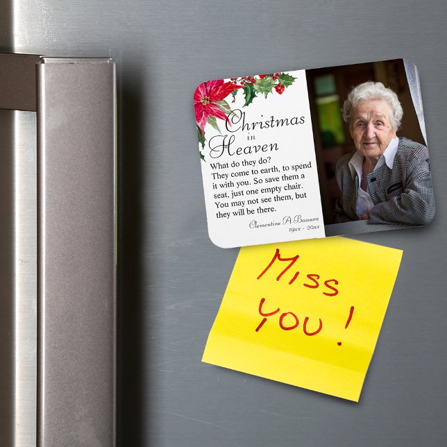 Weihnachtsfeier in einem Paradies-Foto Magnet (Poinsettia Christmas In Heaven Memorial Photo Magnet)