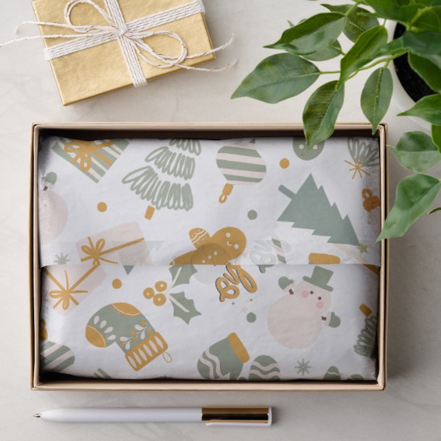 Weihnachtsfeier in Grün und Gold Seidenpapier (Geschenk)