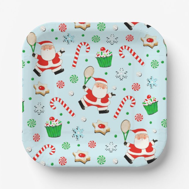 Weihnachtsfeier in Tennis Pappteller (Vorderseite)