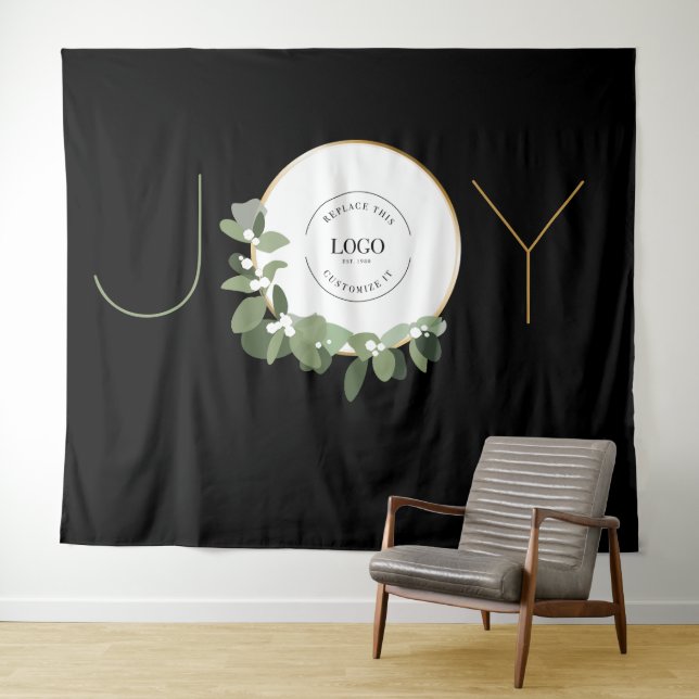 Weihnachtsfeier Kranz Unternehmen Logo Weihnachtsf Wandteppich (Beispiel (Horizontal))