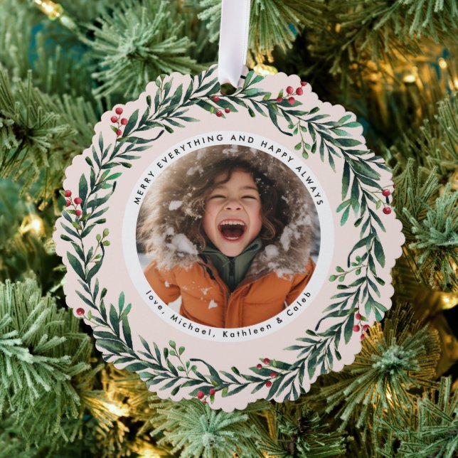 Weihnachtsfeier | Merry Everything Foto Ornament Karte (Insitu (Baum))