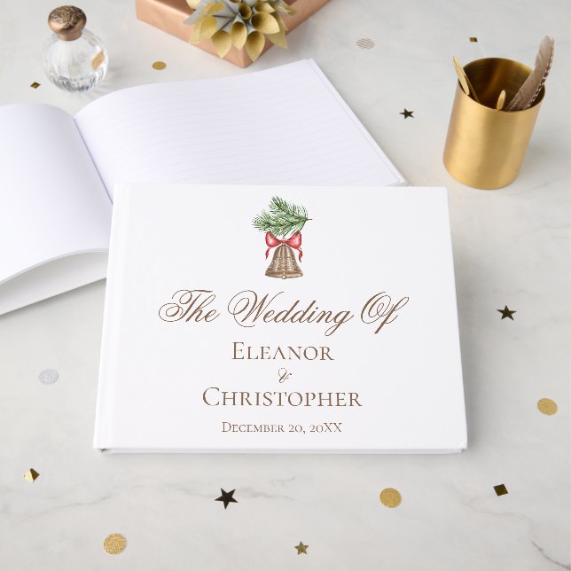Weihnachtsfeier Minimalistischer Feiertag Hochzeit Gästebuch (Vorderseite Offen)