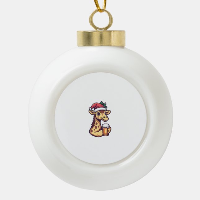 Weihnachtsfeier mit Bier-Comic Keramik Kugel-Ornament (Vorderseite)
