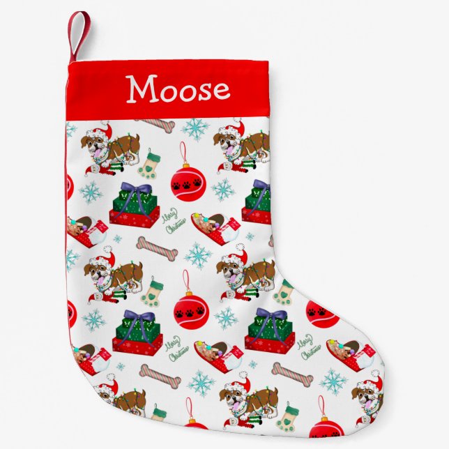 Weihnachtsfeier mit Goofy Bulldog Small Ch Kleiner Weihnachtsstrumpf (Vorderseite)