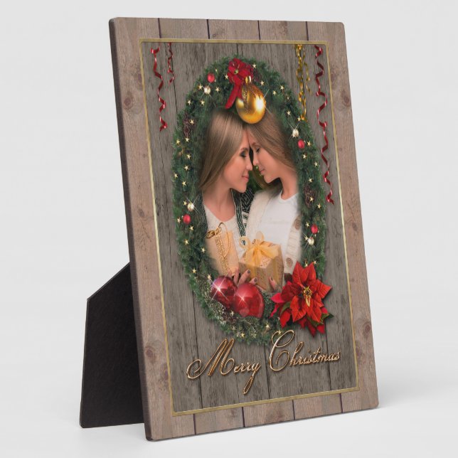 Weihnachtsfeier mit Ihrem Foto Plaque Fotoplatte (Seite)