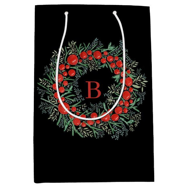 Weihnachtsfeier mit Monogramm Mittlere Geschenktüte (Vorderseite)