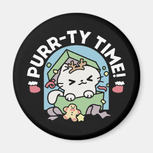Weihnachtsfeier mit Purr-ty-Time Cat Magnet