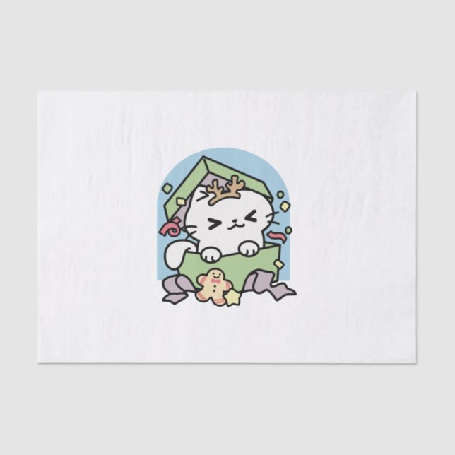 Weihnachtsfeier mit Purr-ty-Time Cat Seidenpapier (Vorderseite)